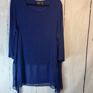 Chicos Royal Blue Travelers by Chico, sheer flowy hem